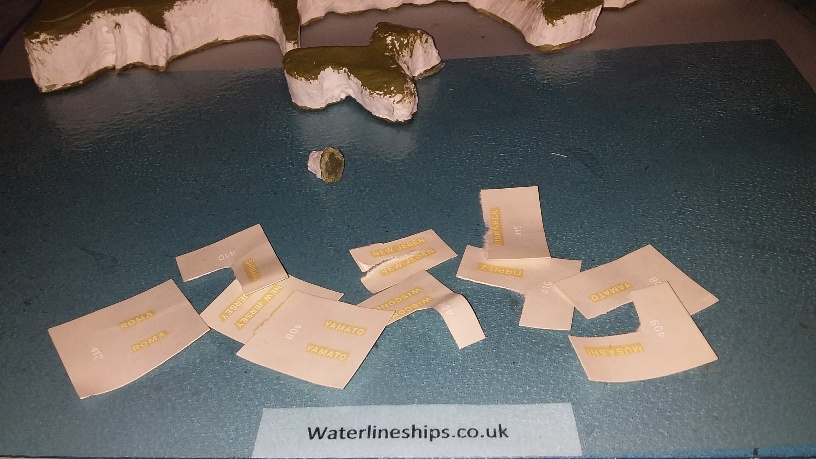 Various name decals from Revell/Cassadio/Almark ships