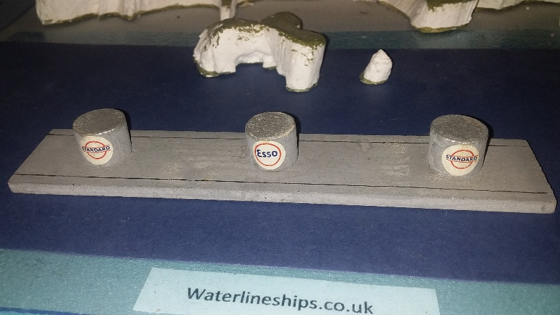 Quay with Petrol/oil tanks pre-war wooden model.